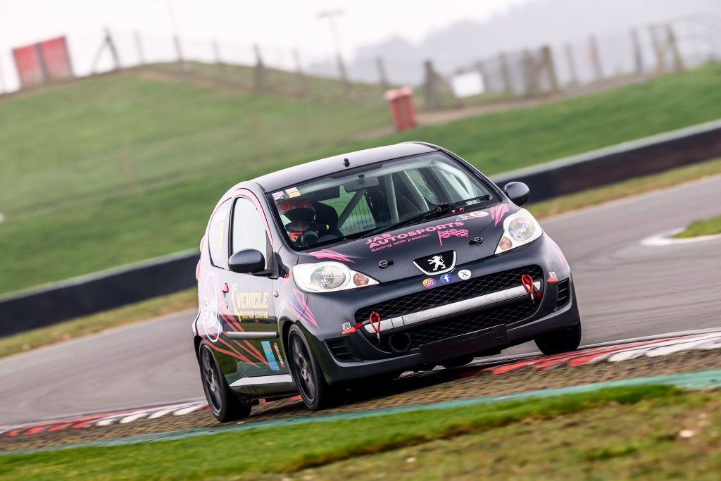 Jenson Jackson at the wheel of the JAS HW Motorsports' Peugeot 107 at Snetterton - March 2026 (Photo: JAS HW Motorsports)